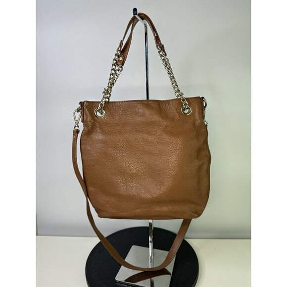 Michael Kors MK SILVER Leather Tote shoulder Bag purse Crossbody Silver chain - Picture 3 of 9